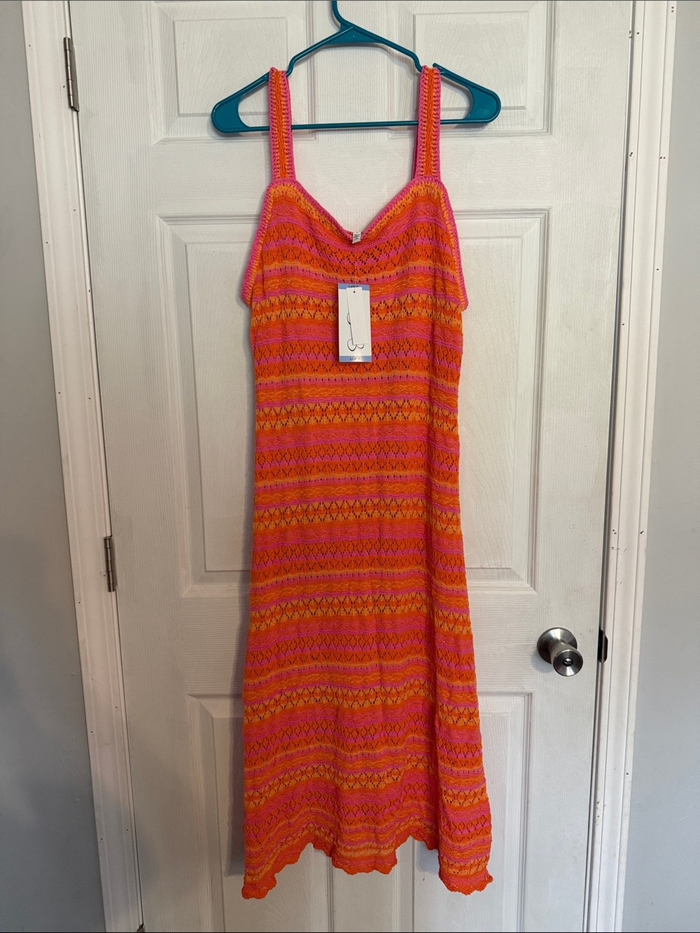 Jessica Simpson Pink and Orange Striped Maxi Dress